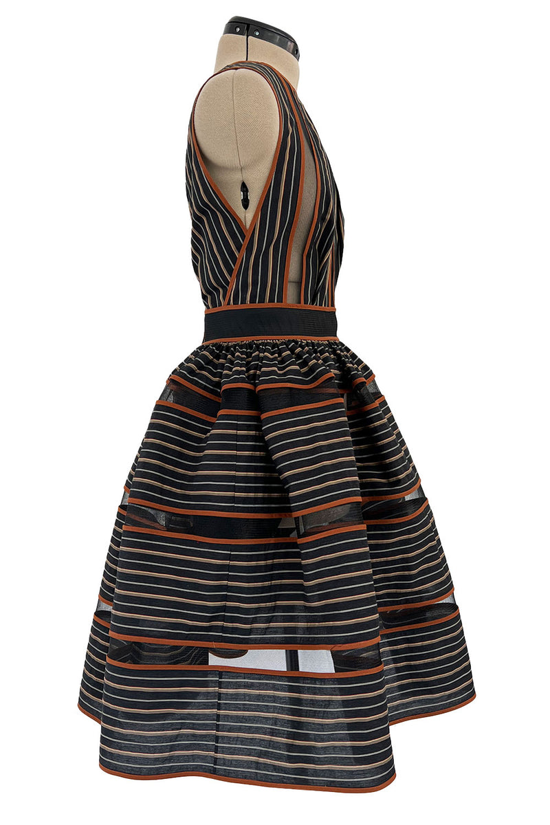Amazing 2010s Fendi by Karl Lagerfeld Striped Cotton Dress w Transpare Shrimpton Couture Amazing 2010s Fendi by Karl Lagerfeld Striped Cotton Dress w Transpare Shrimpton Couture