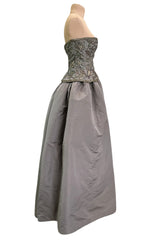 Incredible Fall 1996 Nina Ricci by Gerard Pipart Haute Couture Runway Strapless Silver & Gold Dress