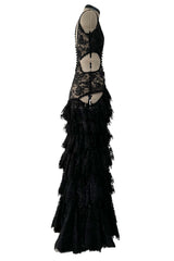 Exquisite Spring 2016 Alexander McQueen by Sarah Burton Runway Look 34 Black & White Lace Cut Out Dress