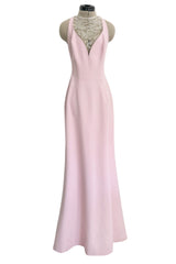 Brilliant Spring 1999 Thierry Mugler Curving Pale Pink Dress w Front Iridescent Embellishments