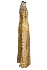 Extraordinary & Rare Fall 1995 Todd Oldham Runway Gold Metallic Woven Ribbon Dress