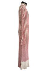 Iconic Spring 2017 Celine by  Pheobe Philo Pale Red-Pink & Ivory Knit Sweater Dress w Exaggerated Ribbing