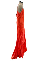 Spring 2004 Roberto Cavalli Runway Look 21 Orange Bias Cut Silk Dress Worn by Juno Temple