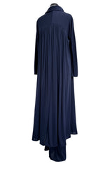 1976 Yuki by Gnyuki Torimaru Deep Blue Jersey Draped Halter Dress w its Matching Jersey Jacket