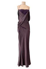 Spectacular Fall 2003 John Galliano Bias Cut Mauve Purple Silk Dress w Draped Arm Panels