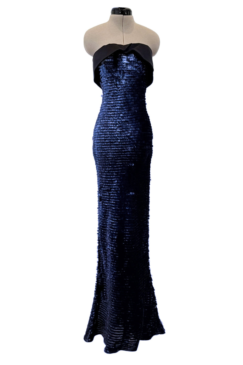 Outstanding Spring 2011 Giorgio Armani Runway Look 60 & Ad Campaign Strapless Blue Sequin Dress