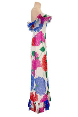 Iconic Spring 1984 Hubert de Givenchy Haute Couture Runway Silk Chiffon Strapless Dress & Coat Set