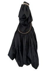 Amazing Fall 2009 Junya Watanabe Black Padded Nylon Dress w Gold Chain Detailing