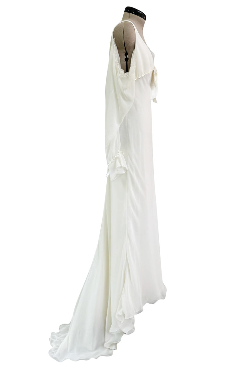 Prettiest 2000s Blumarine Sposa Ivory Chiffon Wedding Dress w Attached Shrimpton Couture Prettiest 2000s Blumarine Sposa Ivory Chiffon Wedding Dress w Attached Shrimpton Couture