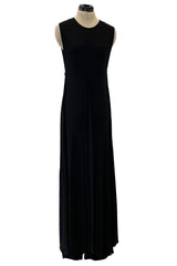 Chic Spring 2000 Chanel by Karl Lagerfeld Runway Sleeveless Black Jersey Tent Swing Dress