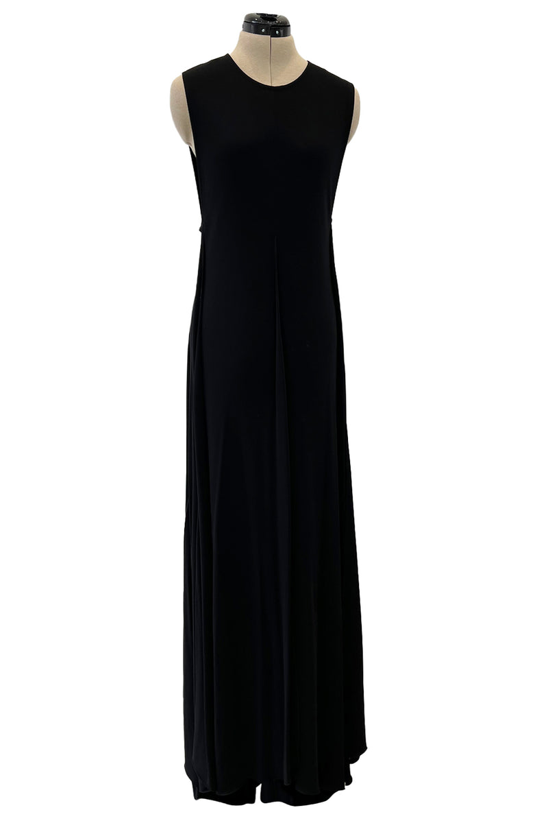 Chic Spring 2000 Chanel by Karl Lagerfeld Runway Sleeveless Black Jersey Tent Swing Dress