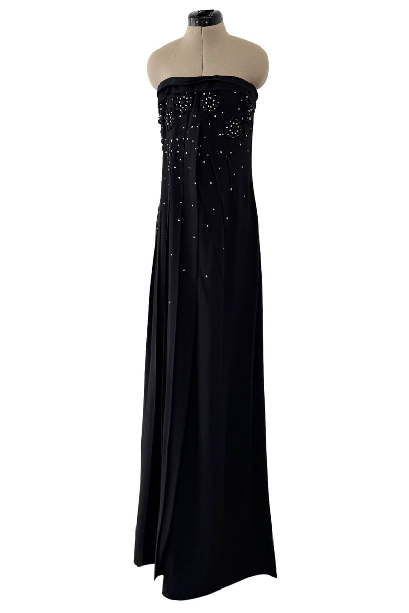 Spring 2007 Christian Dior by John Galliano Black Strapless Inner Corset Dress w Rhinestones & Beads