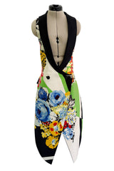 Very Rare Spring 1993 Versace by Gianna Versace Runway & Lookbook 'Miami Collection' Floral Print Silk Vest