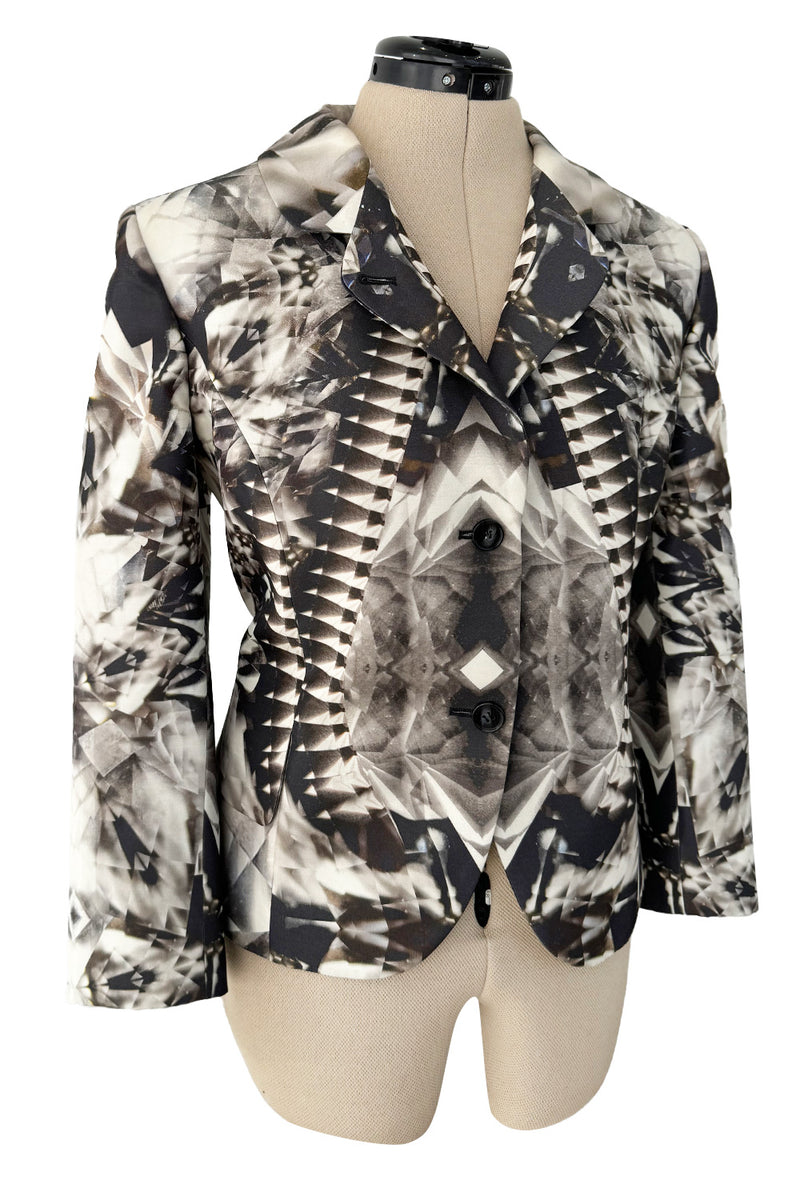 Iconic Spring 2009 Alexander McQueen Look 27 Grey Print Structured and Tailored Jacket