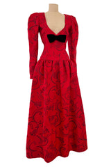 Stunning Fall 1994 Givenchy Haute Couture Original Runway Sample Dress w Front Black Bow