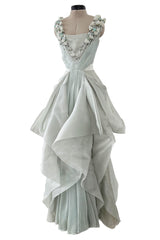 Prettiest Resort 2009 Valentino by Alessandra Facchinetti Look 16 Palest Dusty Green Silk Organza Dress