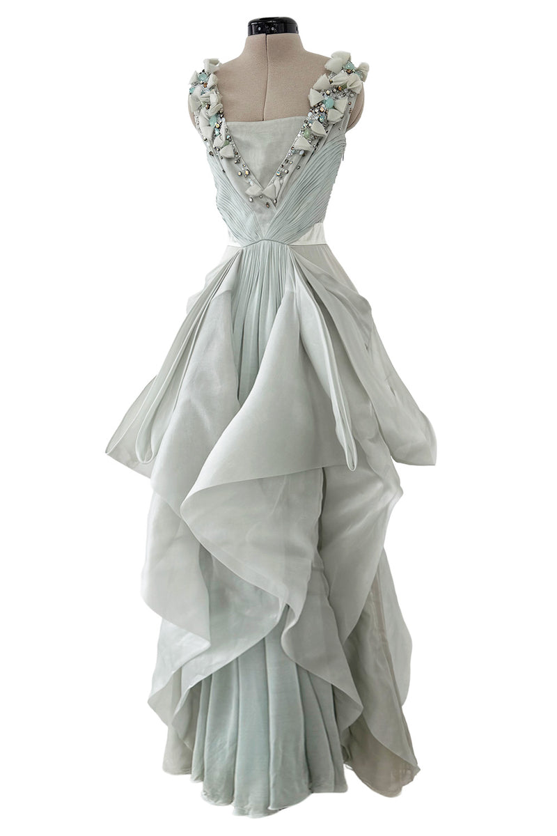 Prettiest Resort 2009 Valentino by Alessandra Facchinetti Look 16 Palest Dusty Green Silk Organza Dress