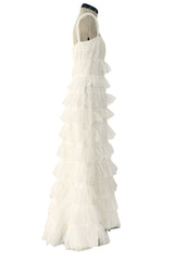 Dreamiest 2005 Blumarine Sposa Ivory Sulk & Tulle Ruffled Wedding Dress w Lace & Beading