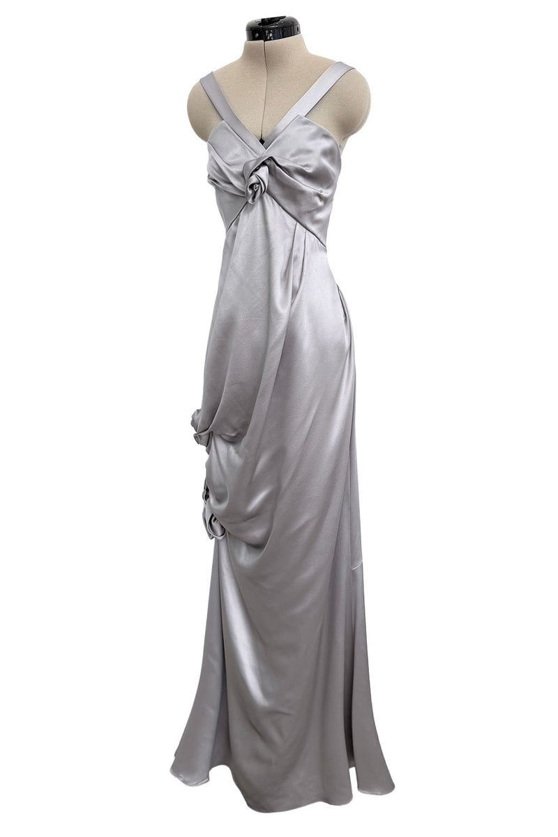 Fall 2008 Christian Dior by John Galliano Bias Cut Silver Silk Halter Shrimpton Couture Fall 2008 Christian Dior by John Galliano Bias Cut Silver Silk Halter Shrimpton Couture