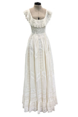 Romantic Resort 2015 Valentino by Pierpaolo & Piccioli & Maria Grazia Chiuri Cotton Embroidered Dress w  Flower Belt