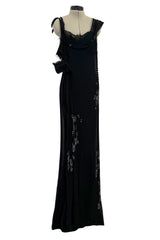 Phenomenal Fall 2006 John Galliano Black Silk Chiffon Dress w Sequins & Beading