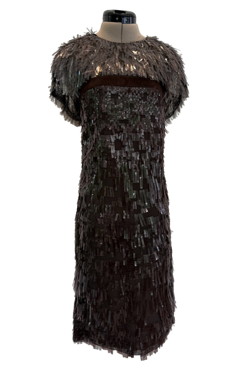 Incredible Fall 2010 Gucci by Frida Giannini Runway Look 45 Strapless Dress Covered w Pailettes & Matching Capelet