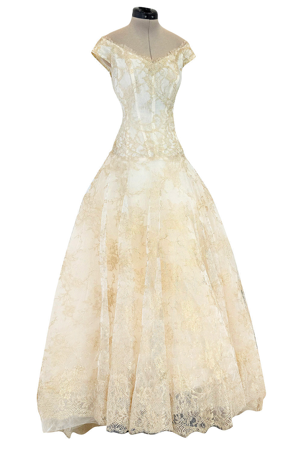 Dreamist Spring 2012 Alexander McQueen by Sarah Burton Soft Gold Lace on  Ivory Net Wedding Dress