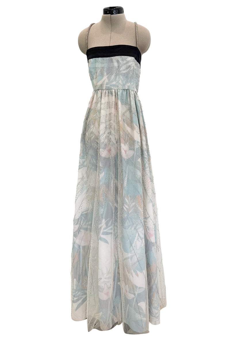 Pretty Spring 2014 Emporio Armani Long Version of Runway Look 86 Crystal & Floral Print Pastel Dress