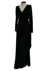 Exceptional Fall 1983 Yves Saint Laurent Haute Couture Runway Black Silk Wrap Dress w Bow Detail