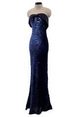 Outstanding Spring 2011 Giorgio Armani Runway Look 60 & Ad Campaign Strapless Blue Sequin Dress