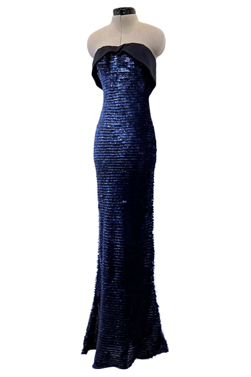 Outstanding Spring 2011 Giorgio Armani Runway Look 60 & Ad Campaign Strapless Blue Sequin Dress