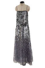 Easy-to-Wear Spring 2020 Emporio Armani Runway Look 59 Grey Silk Organza Silver Sequin Dress