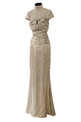 Elegant Resort 2010 Oscar de la Renta Gold Runway Look 48 Metallic Gold & Silver Lame Halter Dress