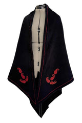 Rare Fall 1981 Christian Dior by Marc Bohan Haute Couture Wool Leather & Velvet Triangle Shawl