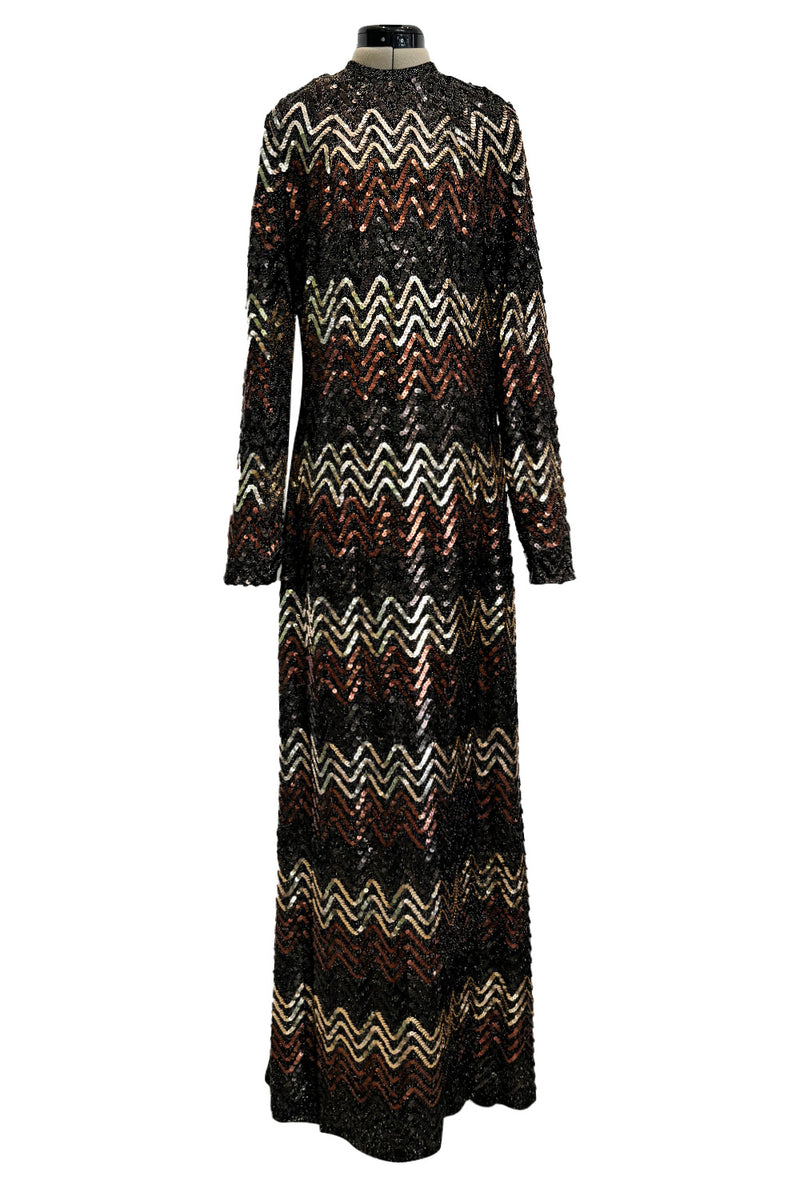 Extraordinary 1970s Donald Brooks Metallic Copper, Gold & Black Sequin Shrimpton Couture Extraordinary 1970s Donald Brooks Metallic Copper, Gold & Black Sequin Shrimpton Couture