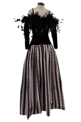 Fall 1982 Hubert de Givenchy Unlabeled Haute Couture Runway Dress w Feathers w Feather Collar