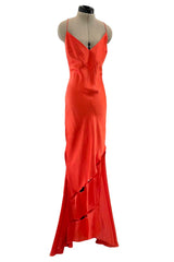 Spring 2004 Roberto Cavalli Runway Look 21 Orange Bias Cut Silk Dress Worn by Juno Temple