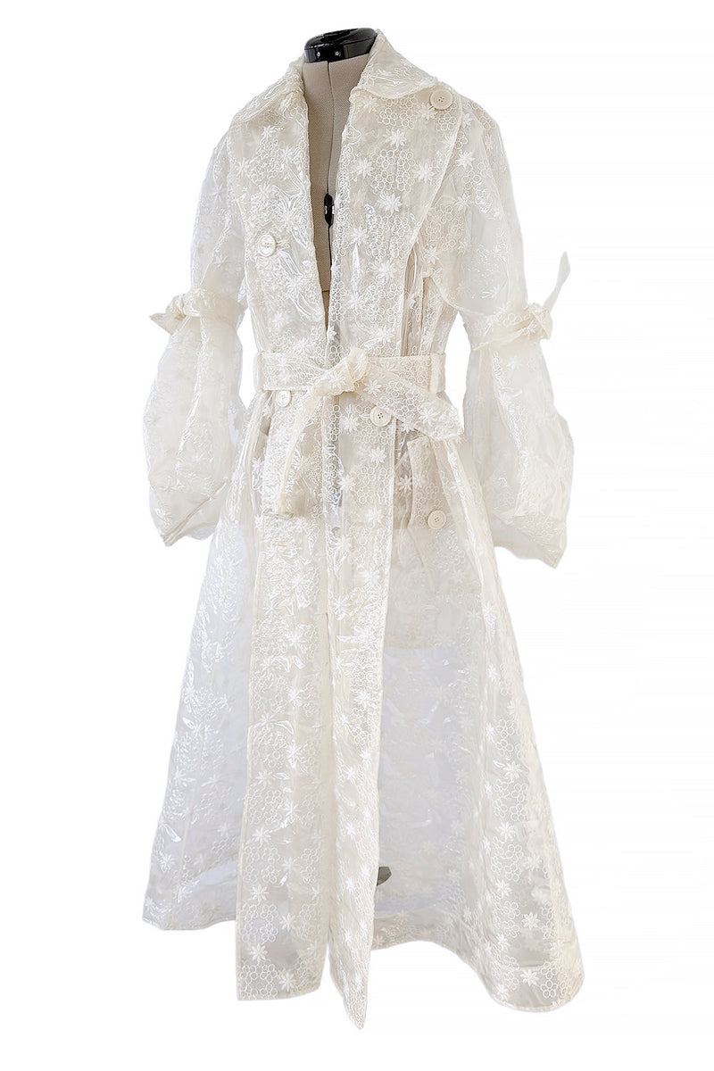 Spring 2017 Simone Rocha Runway Look 6 Transparent Raincoat w Embroidered Tulle Backing