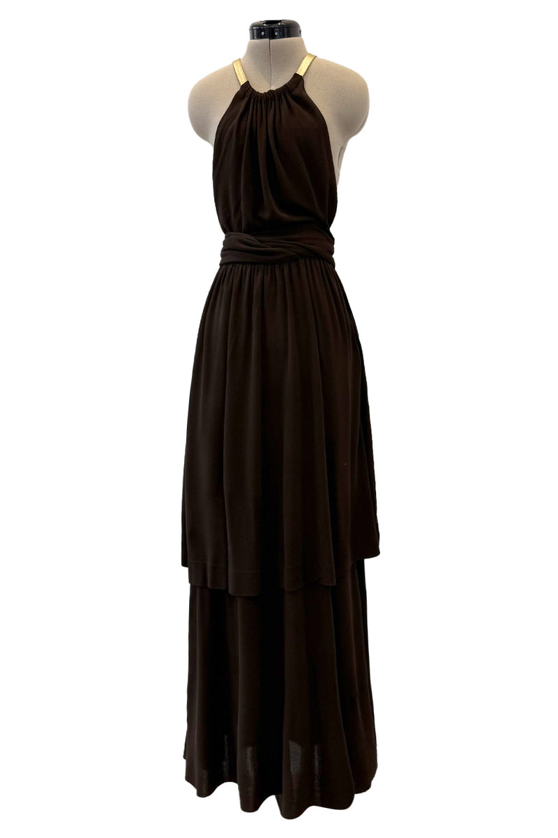 ysl backless dress SAINT LAURENT Draped Open Back Minidress