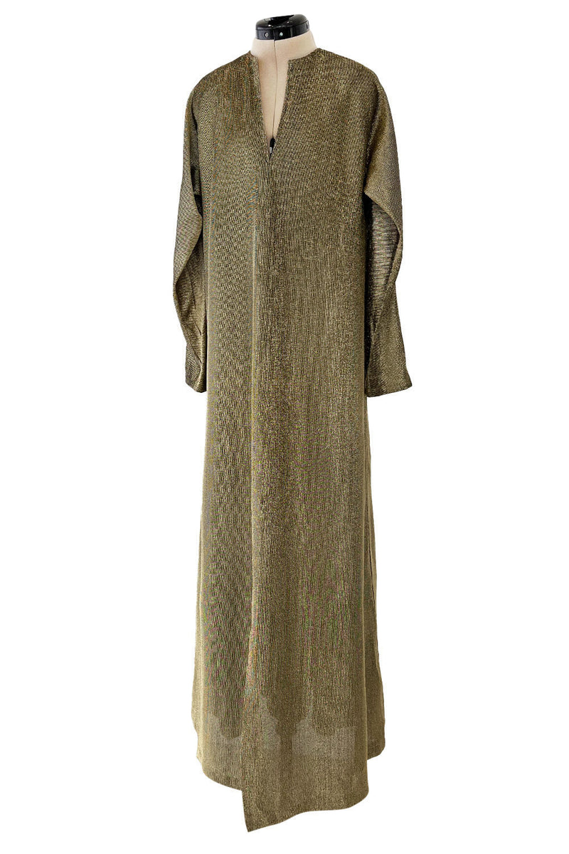 Chic 1970s Halston Deep Metallic Gold Lame Lurex Full Length Caftan Dr Shrimpton Couture Chic 1970s Halston Deep Metallic Gold Lame Lurex Full Length Caftan Dr Shrimpton Couture