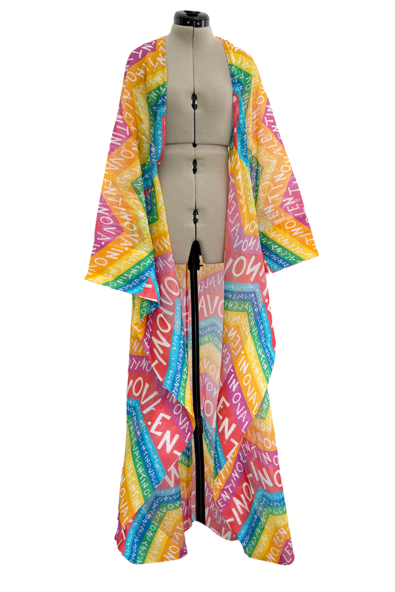 Dreamy 2024 Valentino Special Escape Summer Capsule Cotton Chevron & Logo Print Cover Up Overdress
