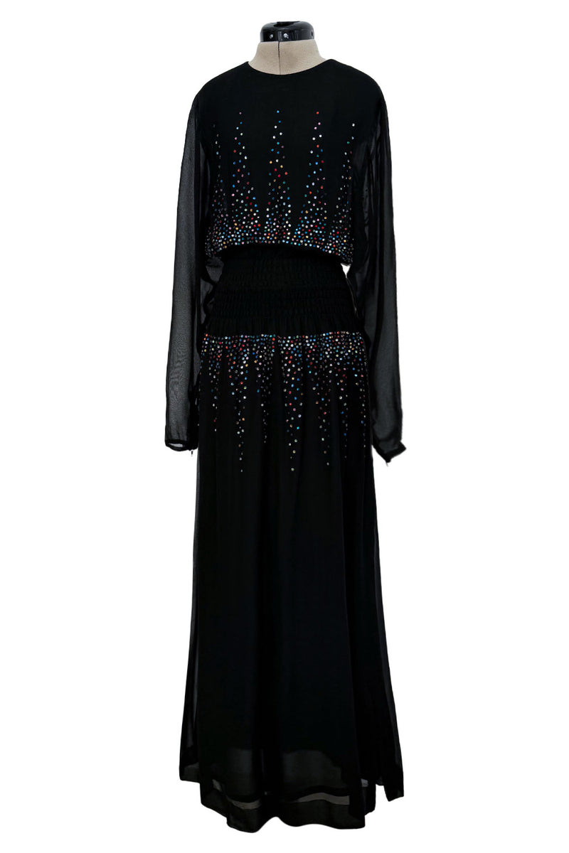 Spectacular 1970s Givenchy by Hubert de Givenchy Black Chiffon Dress w – Shrimpton Couture