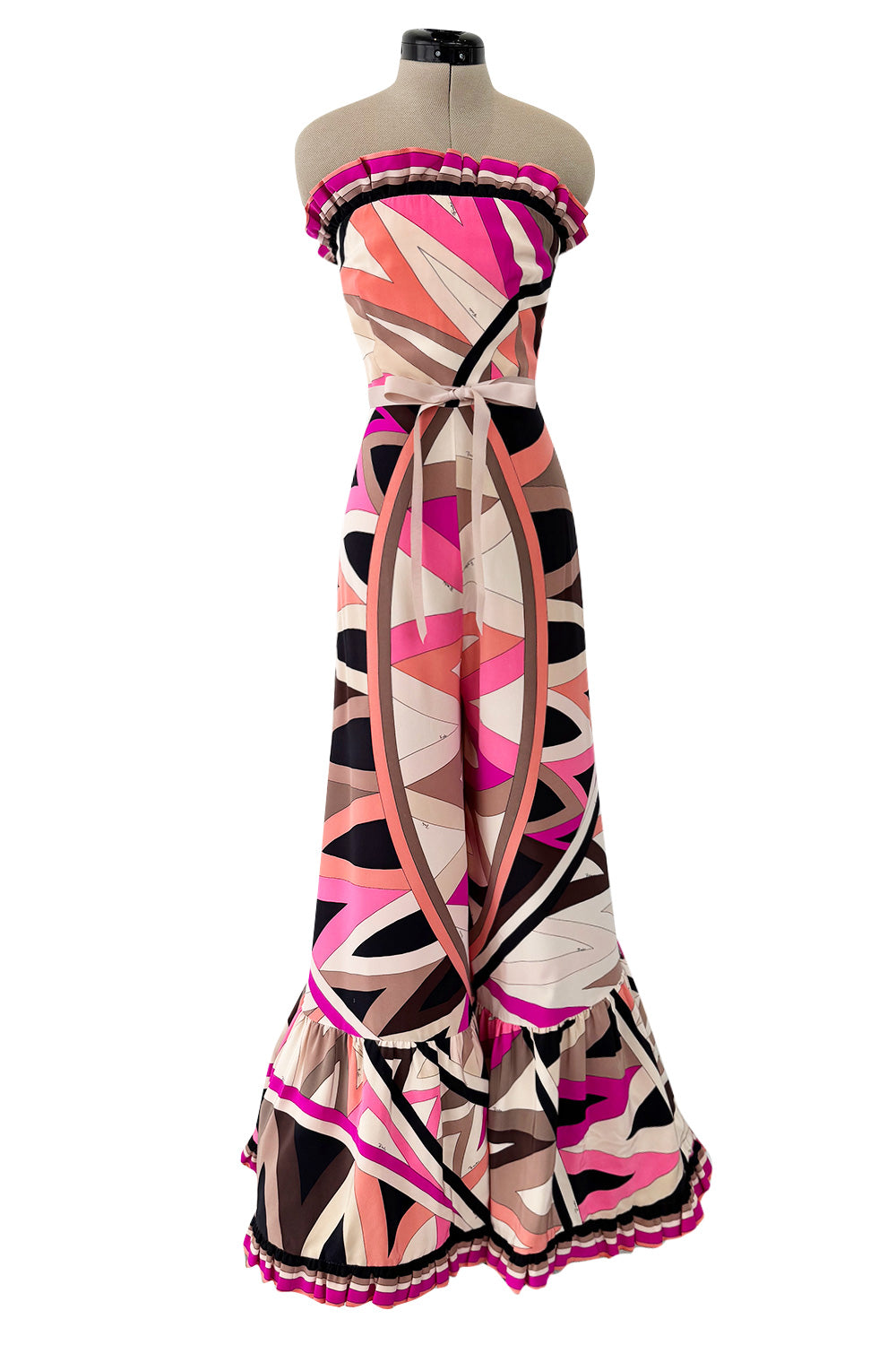 Rare Spring 1969 Emilio Pucci Documented Pink Silk Print Jumpsuit w Ex   Shrimpton Couture