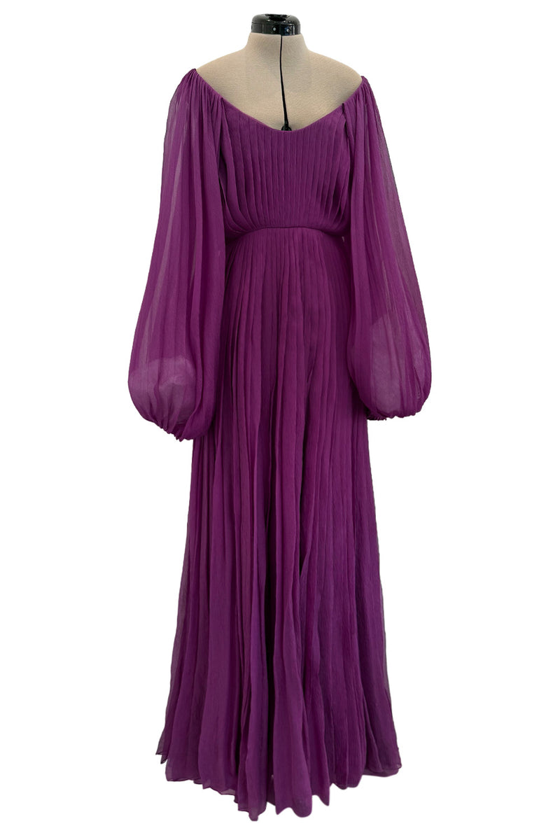 Spring 2024 Christian Dior by Maria Grazia Chiuri Runway Look 75 Purple Silk Chiffon Dress w Huge Balloon Sleeves
