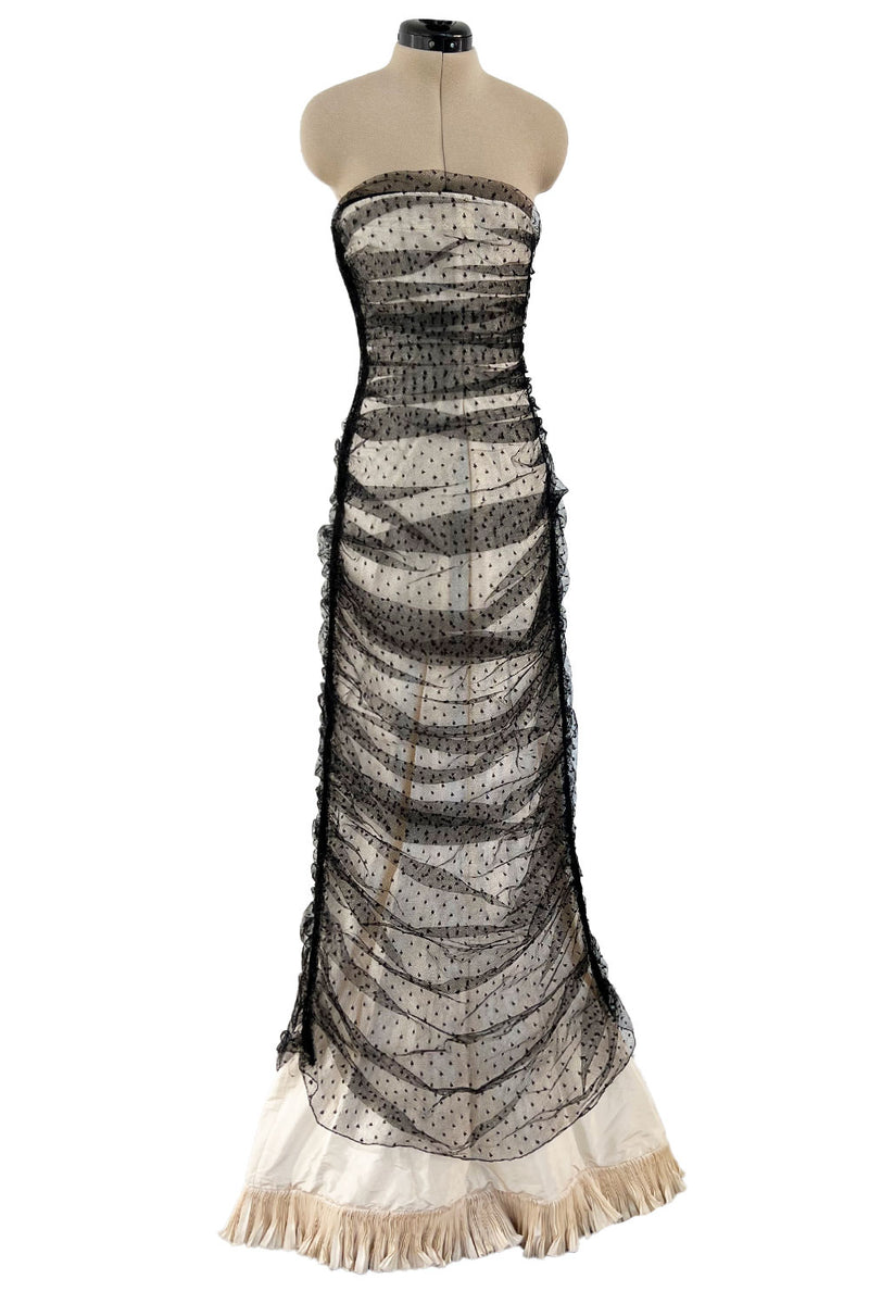 1998 Valentino Sample Black Dot Net Over Ivory Silk Taffeta – Shrimpton Couture