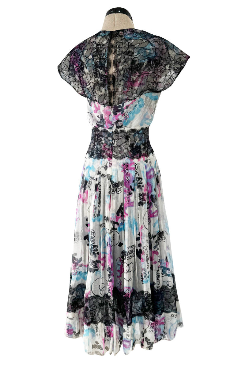 Spectacular Cruise 2007 Chanel by Karl Lagerfeld Chanel Print Silk Chiffon Dress