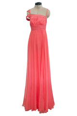 Exquisite Spring 2008 Versace by Donatella Versace Runway Look 52 Coral Pink Silk Chiffon Dress