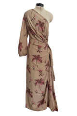 Resort 2008 Prada by Miuccia Prada Look 5 One Shoulder Floral Printed Silk Dress w Low Side Plunge