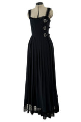 Pre-Fall 2013 Chanel by Karl Lagerfeld Runway Look 65 Black Silk Pleated Dress