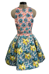 Prettiest Spring 2014 Mary Katrantzou Runway Look 19 Printed Beaded Mini Dress w Full Skirt